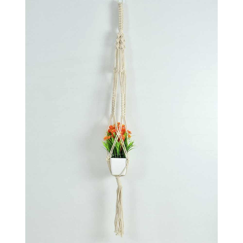 Hanging Plant (i61_1_1), Macrame Planter Pot Holder Hanging, Hanging Plant in White Color Hanging Plant - EL2177