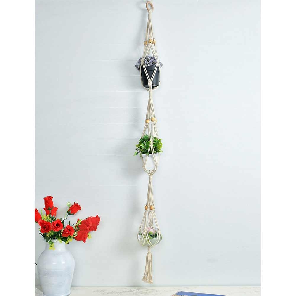 Hanging Plant (i115_1_1), Macrame Planter Pot Holder Hanging, Hanging Plant in Off White Color Hanging Plant - EL2178