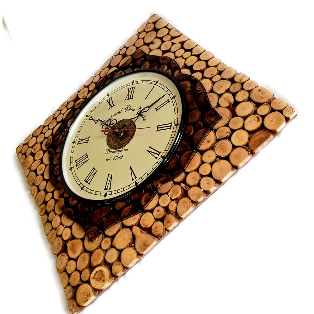 Wall Clock, DoubleShade Diamond Design wooden Wall Clock In Brown, Wall Clock - EL2181