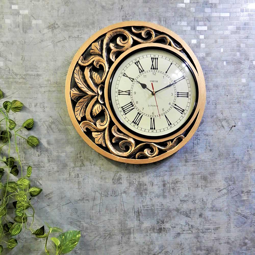 Wall Clock, Wall Clock Moon On Earth design Golden Shade, Wall Clock - EL2186