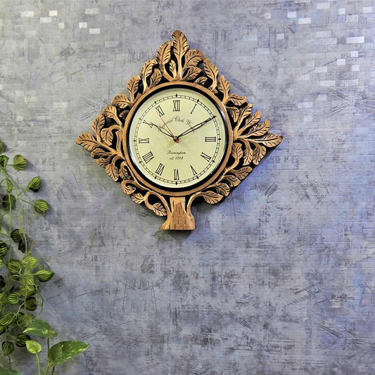 Wall Clock, Golden Tree design carving Wall Clock a perfect wall d�cor accent, Wall Clock - EL2187