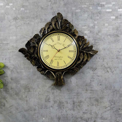 Wall Clock, Black and Gold TREE Shape Wall Clock hand crafted perfect artifact, Wall Clock - EL2194