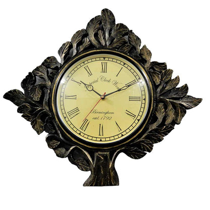 Wall Clock, Black and Gold TREE Shape Wall Clock hand crafted perfect artifact, Wall Clock - EL2194