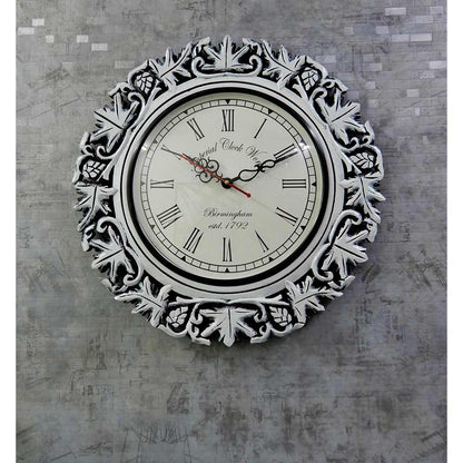 Wall Clock, Carving designer GrapenVine looks OffWhite Wall Clock, Wall Clock - EL2195