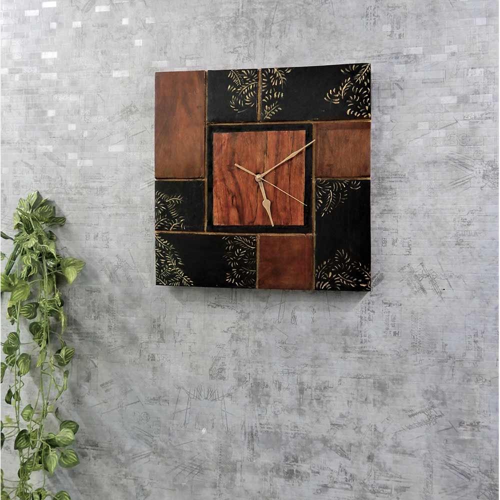 Wall Clock, Wooden Wall Clock With Mandala Art Handpainted Group Pattern Without Glass, Wall Clock - EL2197