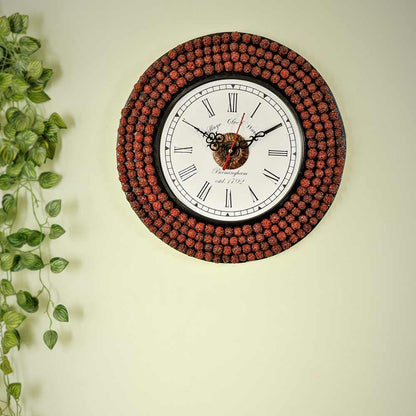 Wall Clock, Wooden wall clock with flowers a perfect wall accent for home decor, Wall Clock - EL2204