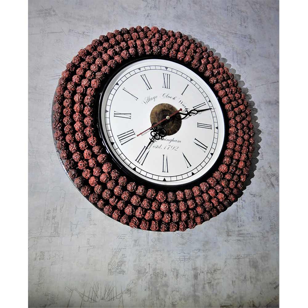 Wall Clock, Wooden wall clock with flowers a perfect wall accent for home decor, Wall Clock - EL2204