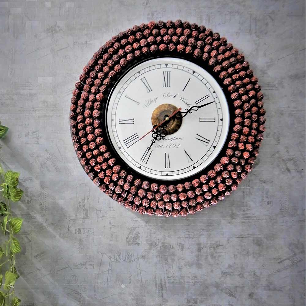 Wall Clock, Wooden wall clock with flowers a perfect wall accent for home decor, Wall Clock - EL2204