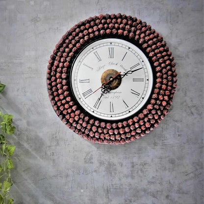 Wall Clock, Wooden wall clock with flowers a perfect wall accent for home decor, Wall Clock - EL2204