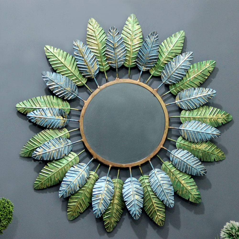 Wall mirror, M1460 (Malik Designs), Large Round Mirror With Leaf Design For Wall Decoration, Wall mirror - EL2226