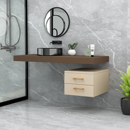 Vanity, Brown Color Corian Top, Wall Mounted Vanity, Bathroom Vanity with Drawer, Vanity-EL222