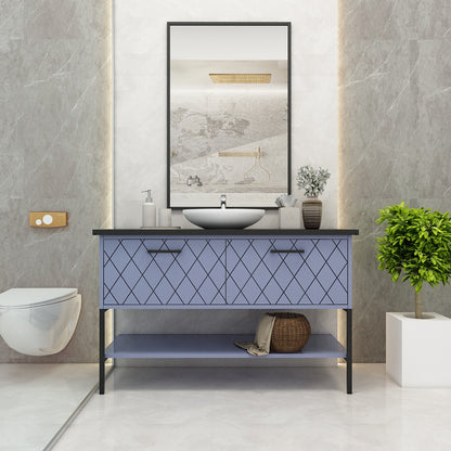 Vanity, Black Full Body Tile, Purple & Black Color Vanity, Vanity with Drawer & Open Shelf, MS Leg with Black Paint, Vanity - EL225