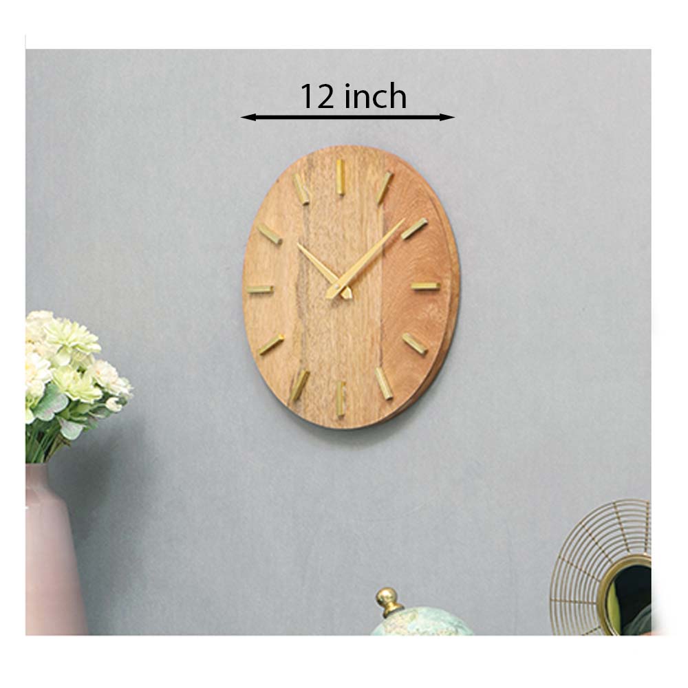 Wall Clock, (HWC111074) Cocovey Homes, Walnut Brass Wall Clock, Wall Clock - EL2267