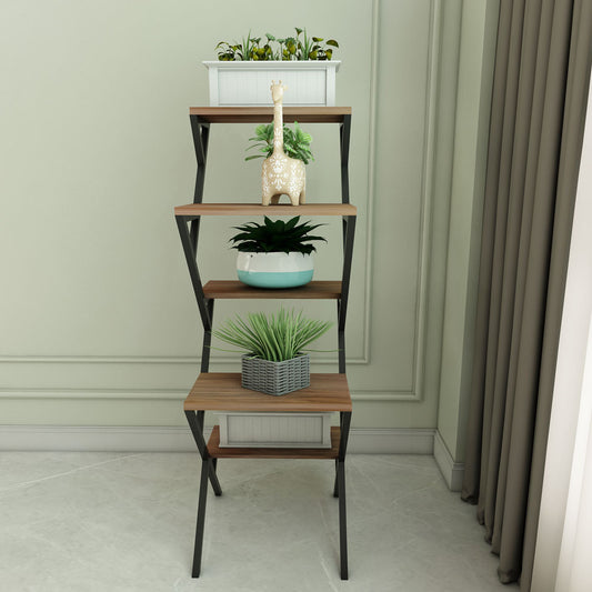 Planter Stand, Brown & Black Color Plant Stand, MS Frame in Black Finish, Planter Stand - IM2333