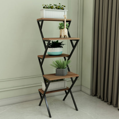 Planter Stand, Brown & Black Color Plant Stand, MS Frame in Black Finish, Planter Stand - IM2333