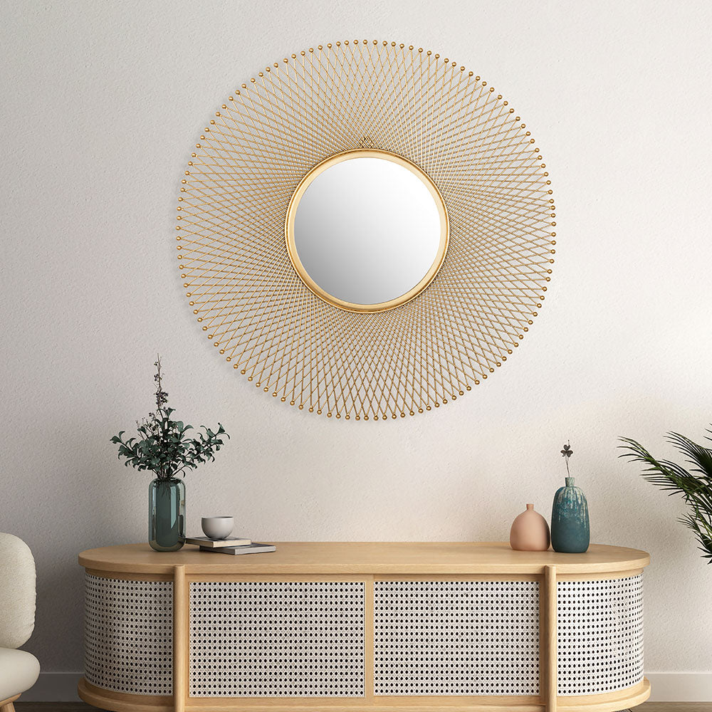 Mirror, UAM001(UA OVERSEAS), Lattice Round Mirror, Unique Design Mirror, Mirror - EL2349