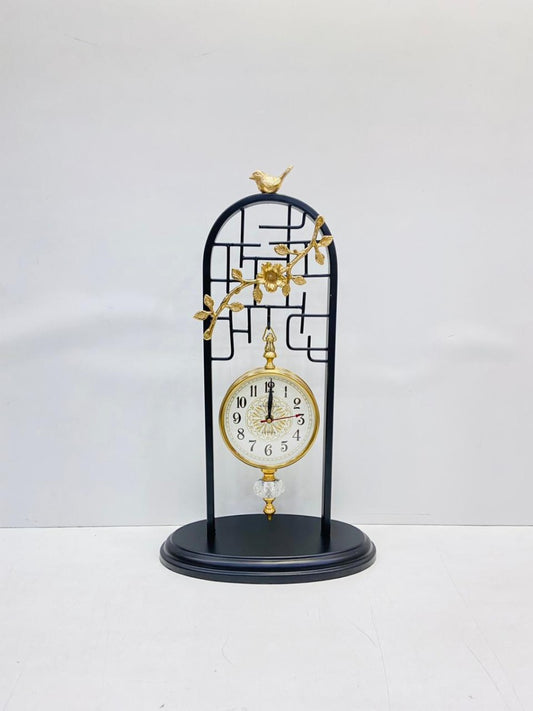 Clock, Designer Clock, Clock for Table, Clock in Black & Gold Color, Clocks - EL2363