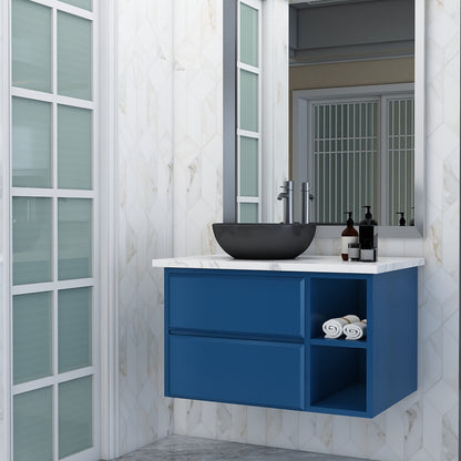 Vanity, Blue & White Vanity, Vanity with Full Body Tile, Vanity with Drawer & Open Space, Wall Mounted Vanity, Vanity - EL239