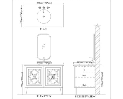 Vanity, Vanity with Corian Top , Beige Color Vanity, Vanity with Shutter, Vanity - EL249