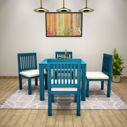 Buy Affordable 4-Seater Dining Table Set in Blue Color for Stylish Dining - EL3055