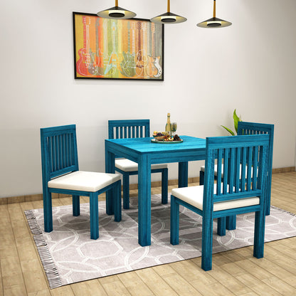 Buy Affordable 4-Seater Dining Table Set in Blue Color for Stylish Dining - EL3055