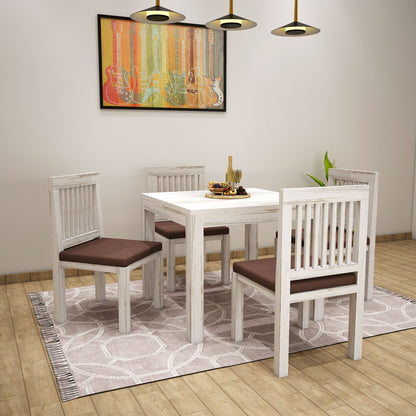 Buy Affordable 4-Seater Dining Table Set in White Color for Elegant Dining - EL3056