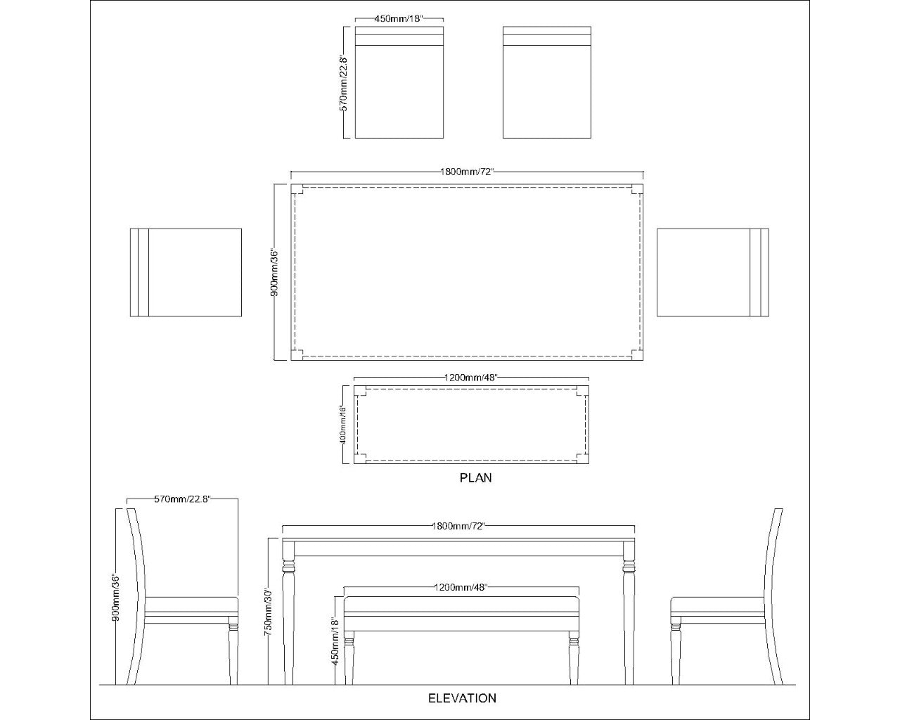 Affordable Dining Table Set, 4 Chairs & 1 Bench in Blue Color Wood at Low Price - EL3061