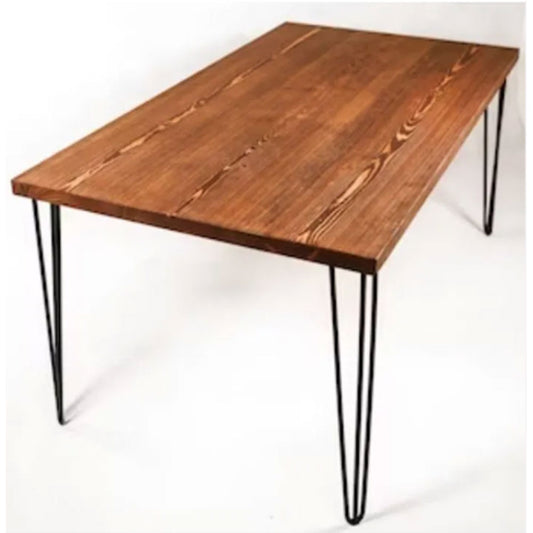 4-Seater Dining Table with Natural Wood and Black Color by RR Handicraft at Low Price- EL3064