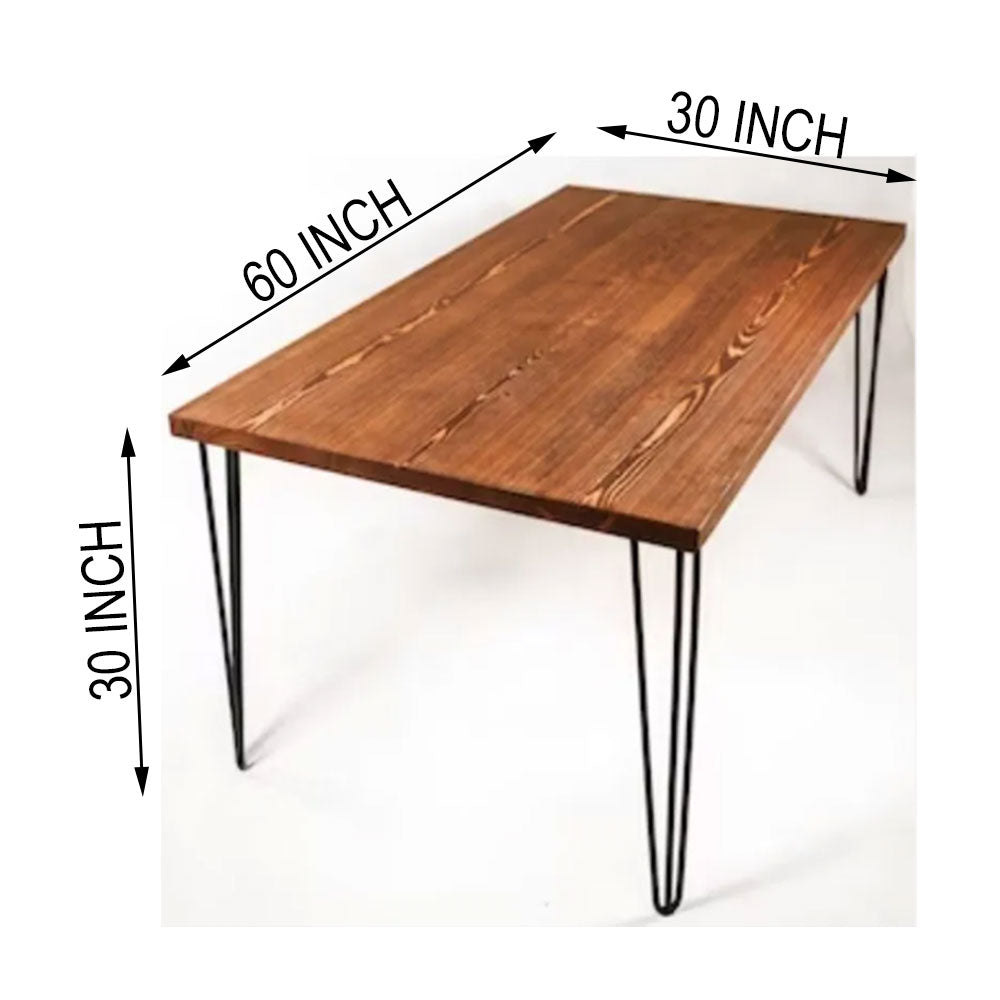 4-Seater Dining Table with Natural Wood and Black Color by RR Handicraft at Low Price- EL3064