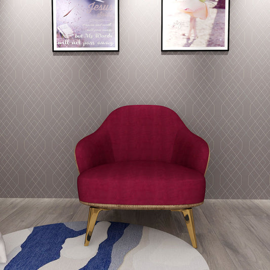 1 Seater Sofa, Maroon Color Sofa, Unique Design Chair, Sofa with MS Leg in Gold Finish, 1 Seater Sofa - EL4074