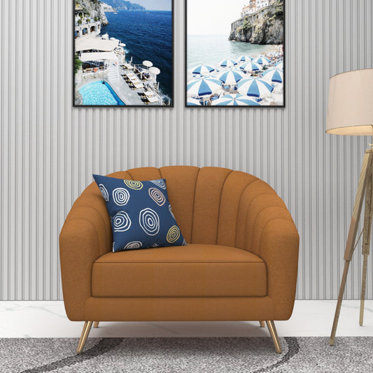 1 Seater Sofa, Yellow Color Sofa, Unique Design Sofa, Sofa with MS Leg in Golden Finish, Comfortable Modern Sofa, 1 Seater Sofa - EL4077