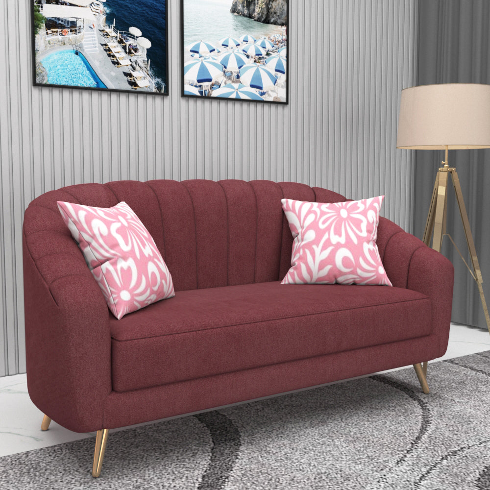 2 Seater Sofa, Dusty Pink Color Sofa, Unique Design Sofa, Sofa with MS Leg in Golden Finish, Comfortable Modern Sofa, 2 Seater Sofa - EL4078