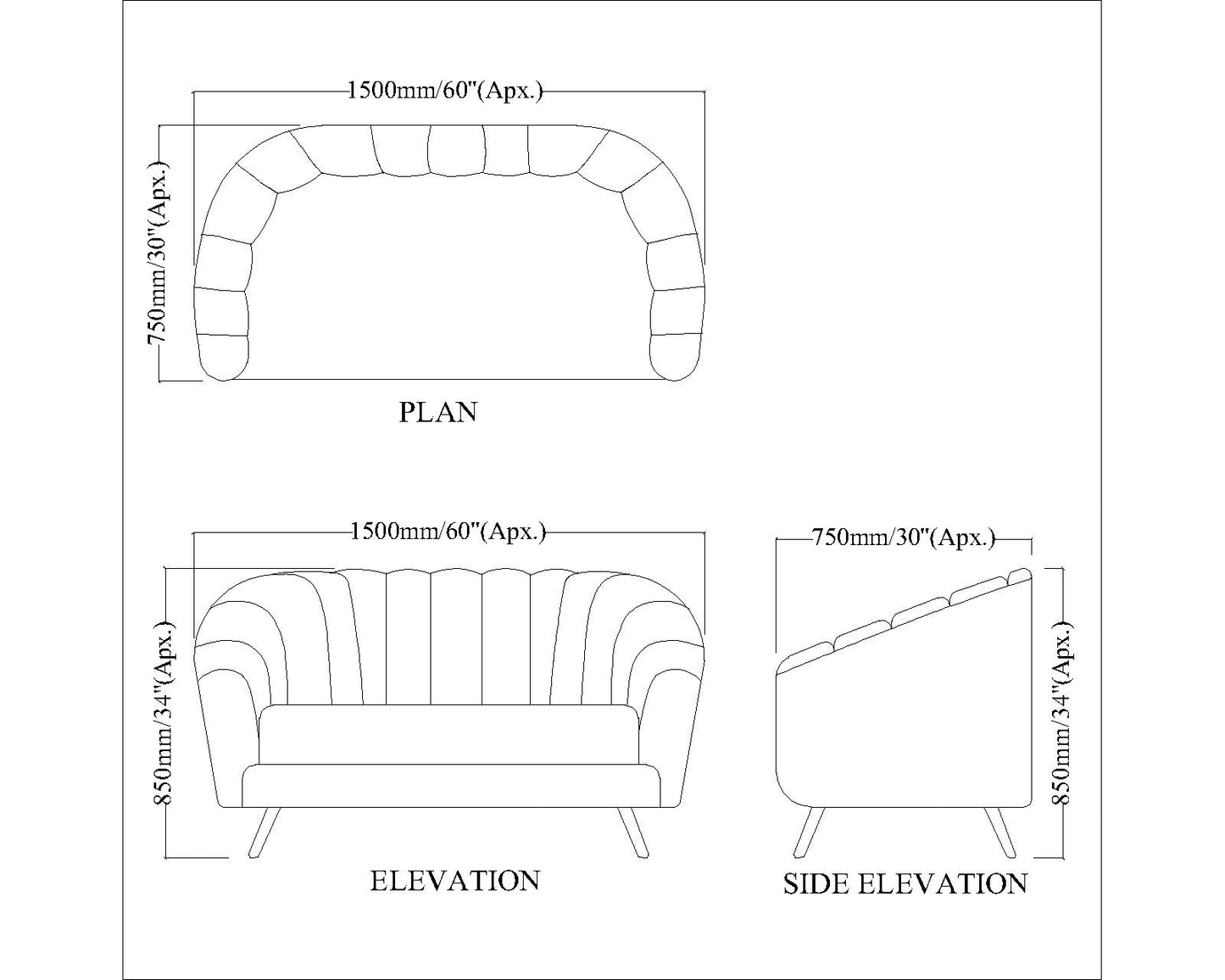 2 Seater Sofa, Dusty Pink Color Sofa, Unique Design Sofa, Sofa with MS Leg in Golden Finish, Comfortable Modern Sofa, 2 Seater Sofa - EL4078