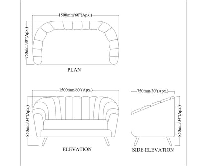 2 Seater Sofa, Dusty Pink Color Sofa, Unique Design Sofa, Sofa with MS Leg in Golden Finish, Comfortable Modern Sofa, 2 Seater Sofa - EL4078