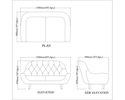 2 Seater Sofa, Maroon Color Sofa, Unique Design Sofa, Sofa with MS Leg in Golden Finish, Comfortable Modern Sofa, 2 Seater Sofa - EL4092