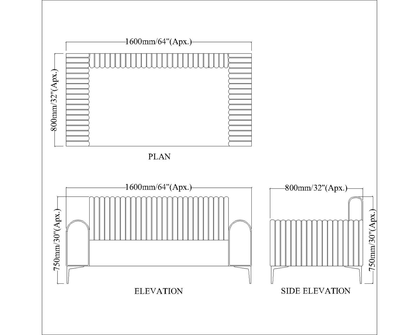 2 Seater Sofa, Blue Color Sofa, Unique Design Sofa, Sofa with MS Leg, Comfortable Modern Sofa, 2 Seater Sofa - EL4099