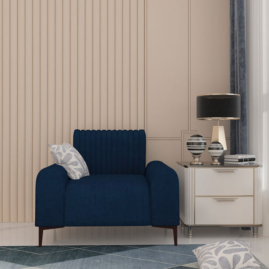 1 Seater Sofa, Blue Color Sofa, Unique Design Sofa, Sofa with MS Leg, Comfortable Modern Sofa, 1 Seater Sofa - EL4101