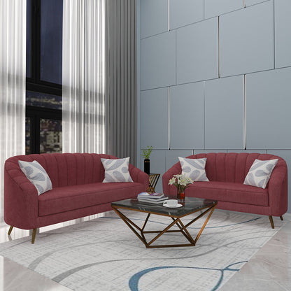 Sofa Set, Dusty Pink Color Sofa Set, 3+2 Sofa Set, Unique Design Sofa Set, Sofa with MS Leg  in Golden Finish , Comfortable Modern Sofa, Sofa Set - EL4102