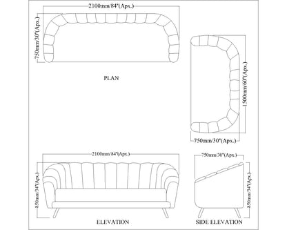 Sofa Set, Yellow  Color Sofa Set, 3+2 Sofa Set, Unique Design Sofa Set, Sofa with MS Leg  in Golden Finish , Comfortable Modern Sofa, Sofa Set - EL4103