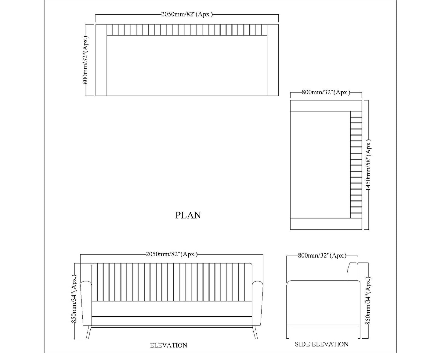 Sofa Set, Beige Color Sofa Set, 3+2 Sofa Set, Unique Design Sofa Set, Sofa with MS Leg  in Black Finish , Comfortable Modern Sofa, Sofa Set - EL4104