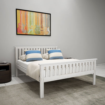 Queen Bed, Bed with Solid Wood, Bed with White Color, Queen Bed - EL5052