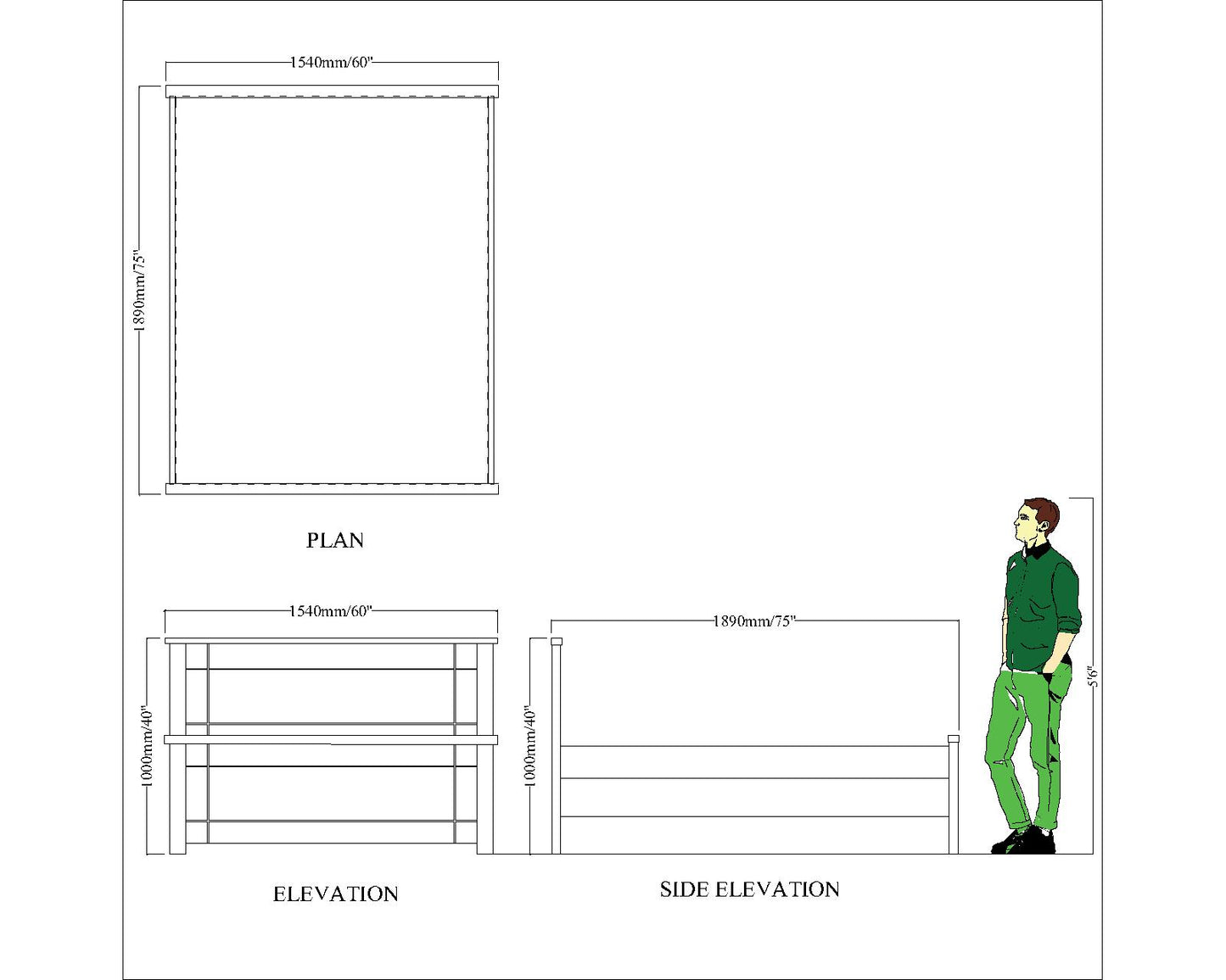 Queen Bed, Bed with Solid Wood, Bed with Brown Color, Queen Bed - EL5055