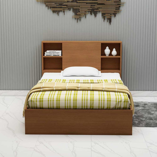 Single Bed, Single Bed in Brown Color, Single Bed with Storage, Single Bed with Open Space, Single Bed - EL5076