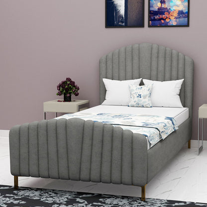 Bed, Single Size Bed, Bed in Golden Legs, Bed for Bedroom, Bed in Grey Color, Bed - EL5079