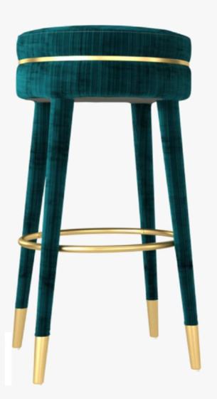 Seating Stool, Green & Golden Seating Stool, Seating Stool with Metal Legs, Seating Stool - EL - 6050