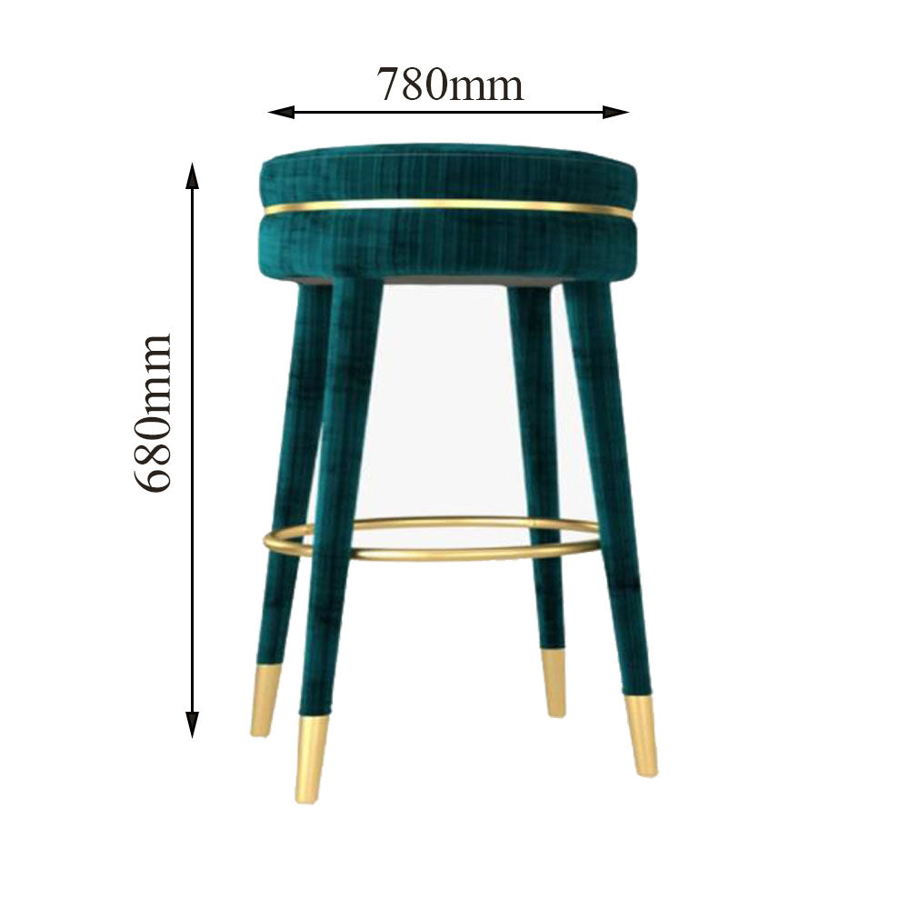Seating Stool, Green & Golden Seating Stool, Seating Stool with Metal Legs, Seating Stool - EL - 6050