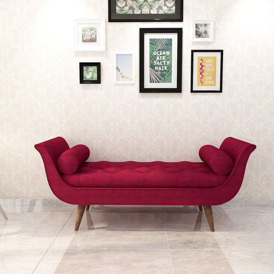 Chaise, 2 Seater Chaise, Red Color Chaise, Chaise with Wooden Leg, Chaise - EL6064