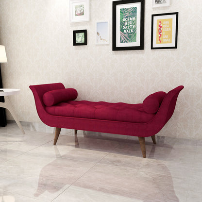 Chaise, 2 Seater Chaise, Red Color Chaise, Chaise with Wooden Leg, Chaise - EL6064