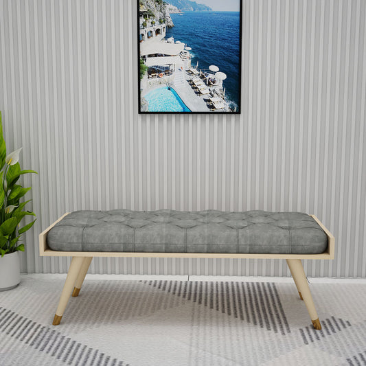 Seating Bench, Seating Bench in Wood & Grey, Seating Bench for Living Room, Seating Bench - EL6067