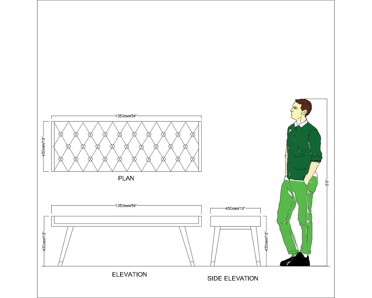 Seating Bench, Seating Bench in Wood & Grey, Seating Bench for Living Room, Seating Bench - EL6067